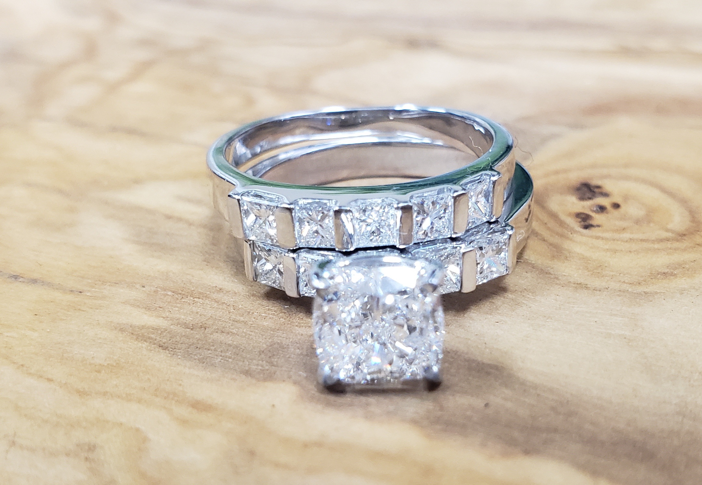 Cushion & Princess Cut Diamond Set